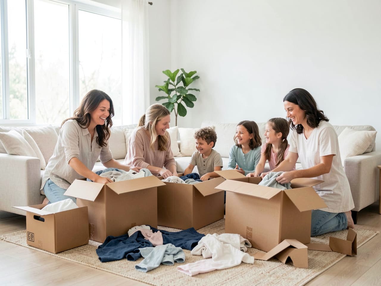 Family moving into their new home
