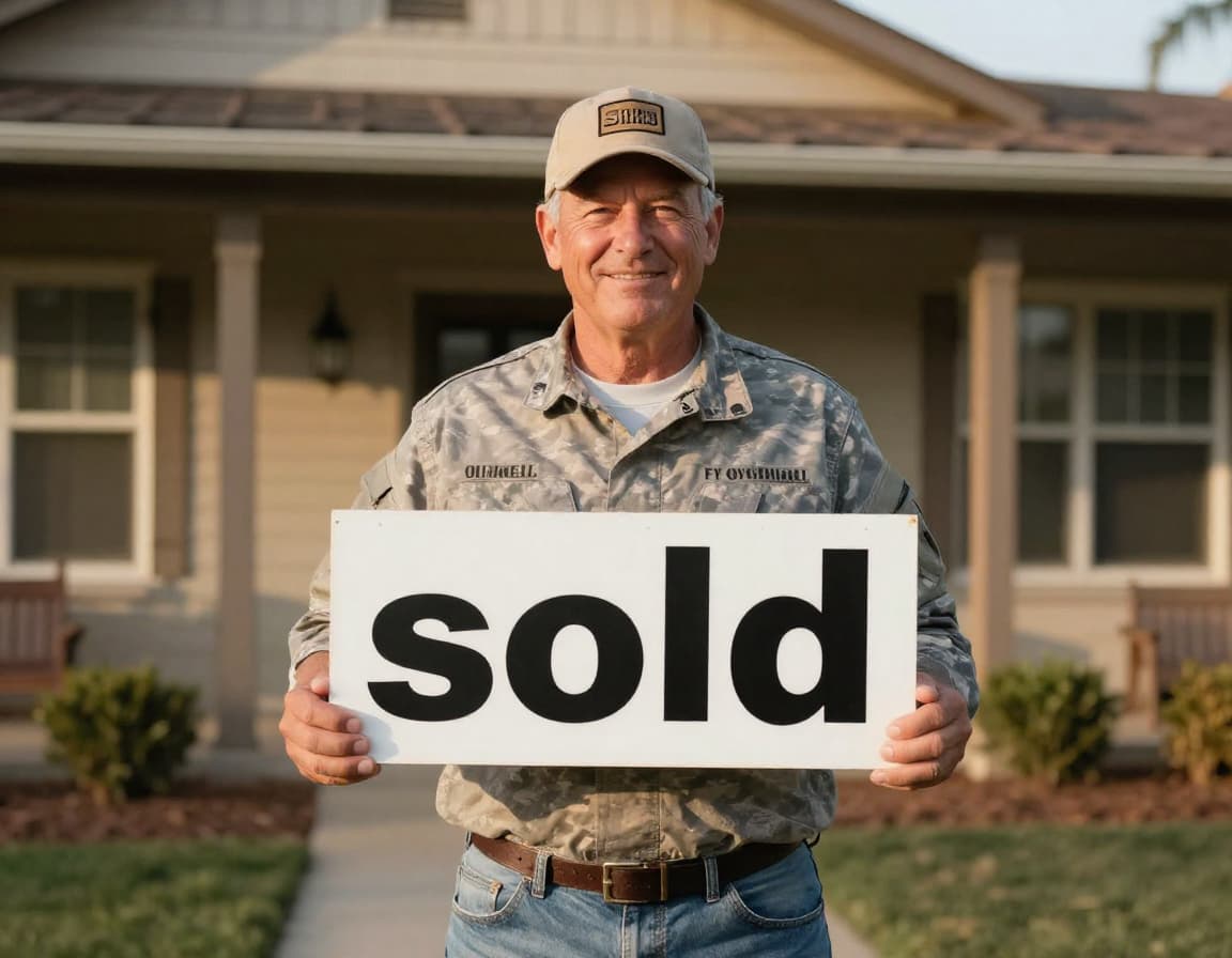 Veteran family in front of their home